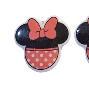 Acrylic Mouse Ears & Bow Post Earrings - New